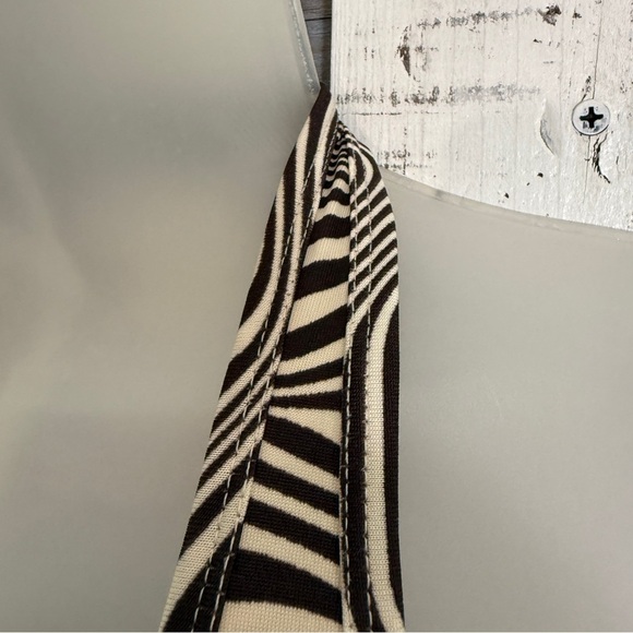 H&M Halter Crop Top Size XS Brown White Boho Hippie Festival Concert Groovy Vibe - Picture 4 of 9